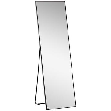 Miroir sur pied, miroir sur toute la longueur, miroir dressing avec support, cadre en aluminium, pour chambre et couloir