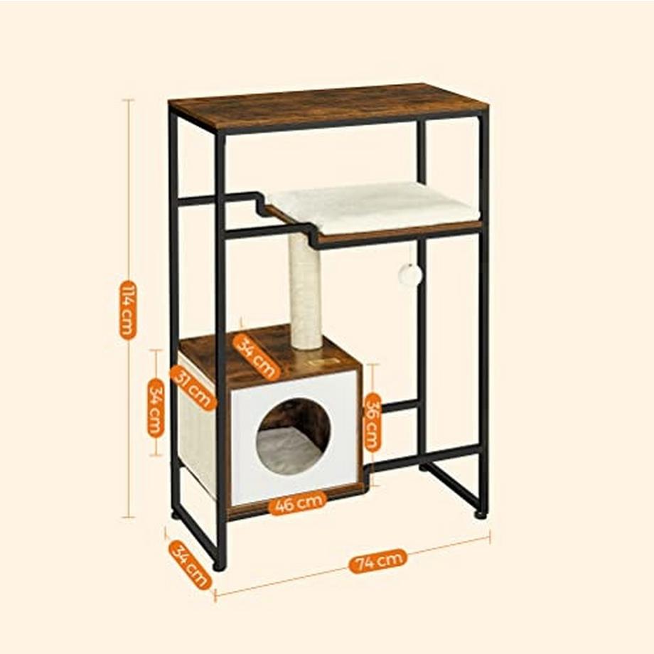 Pricenet  Vintage-Kratzbaum mit Sisalstämmen und Kuschelhöhle 