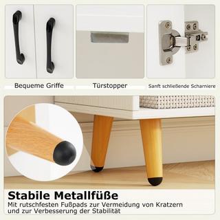 Northix Bücherschrank Weiß Bücherregal mit Türen und offenes Fächern 80 x 23,5 x 119 cm  