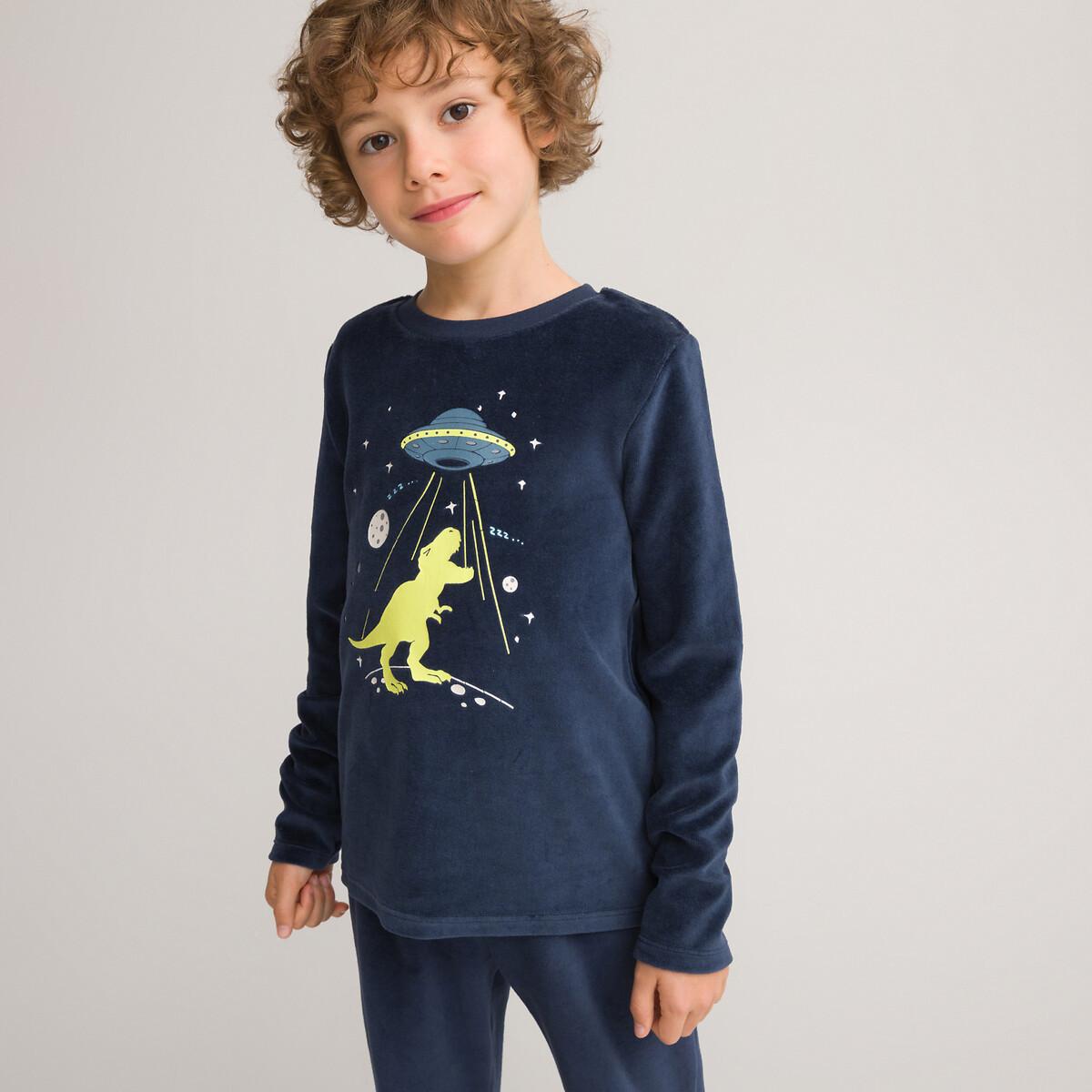 La Redoute Collections  Samtpyjama mit Leuchtmotiv  Dino 