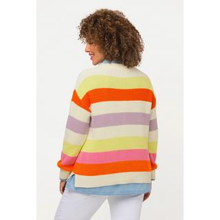 Ulla Popken  Maglione dal taglio oversize con righe, scollo a girocollo e maniche lunghe 