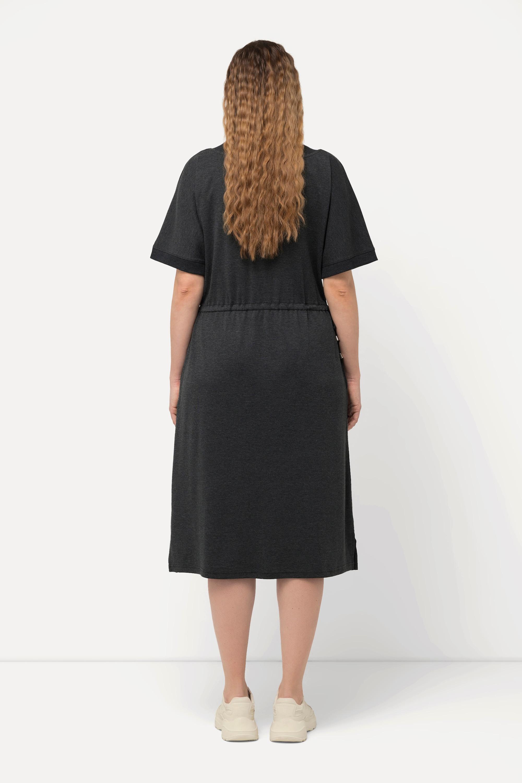 Ulla Popken Abito di jersey Coulisse Linea ad A Scollo a V Mezza manica  