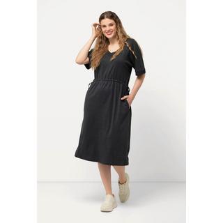 Ulla Popken Abito di jersey Coulisse Linea ad A Scollo a V Mezza manica  