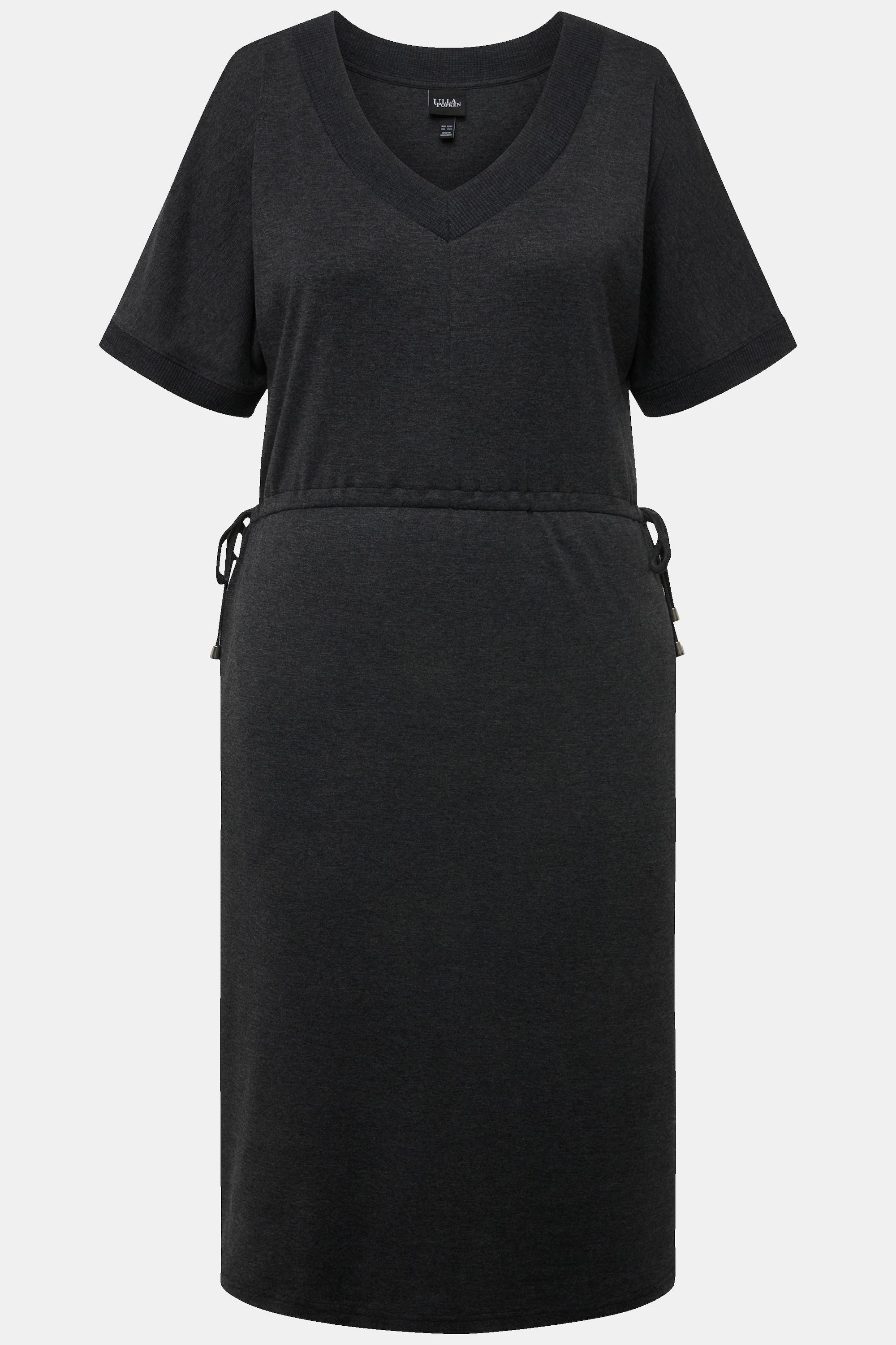 Ulla Popken Abito di jersey Coulisse Linea ad A Scollo a V Mezza manica  