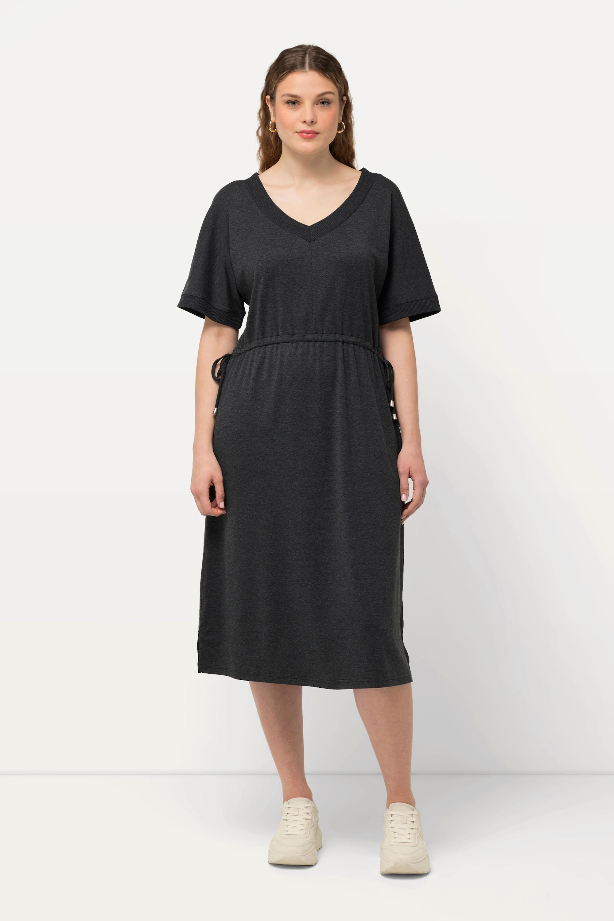 Ulla Popken Abito di jersey Coulisse Linea ad A Scollo a V Mezza manica  