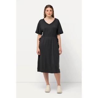 Ulla Popken Abito di jersey Coulisse Linea ad A Scollo a V Mezza manica  