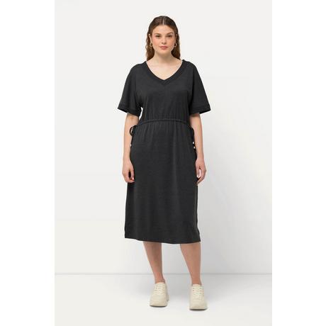 Ulla Popken Abito di jersey Coulisse Linea ad A Scollo a V Mezza manica  