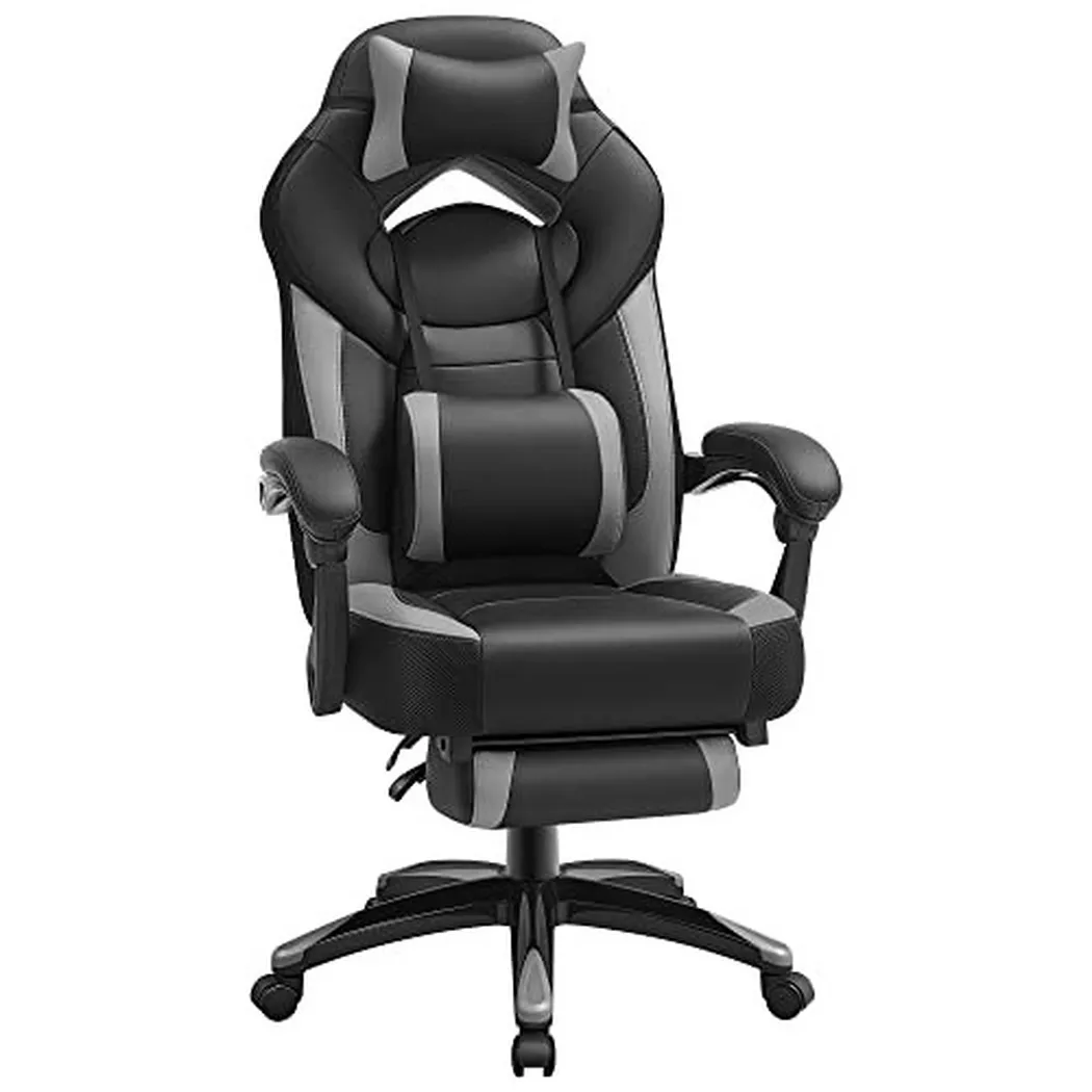 Pricenet – Ergonomischer Gaming-Stuhl mit Lordosenstütze und Fußstütze, 120cm