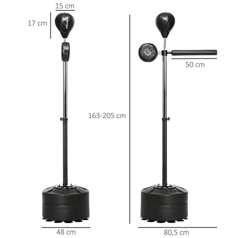 Northio  Boxsack, Boxständer mit Punchingball, Reflexstange, 1,63-2,05 m Höhenverstellbarer Standboxball mit Pratze, Standboxtrainer für Boxing, HDPE, Kunstleder 