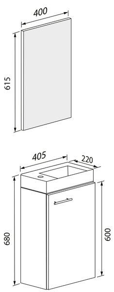 VCM 3-pièces ensemble de meubles de salle de bain WC invités salle de bains lavabo petit étroit Slito SP  