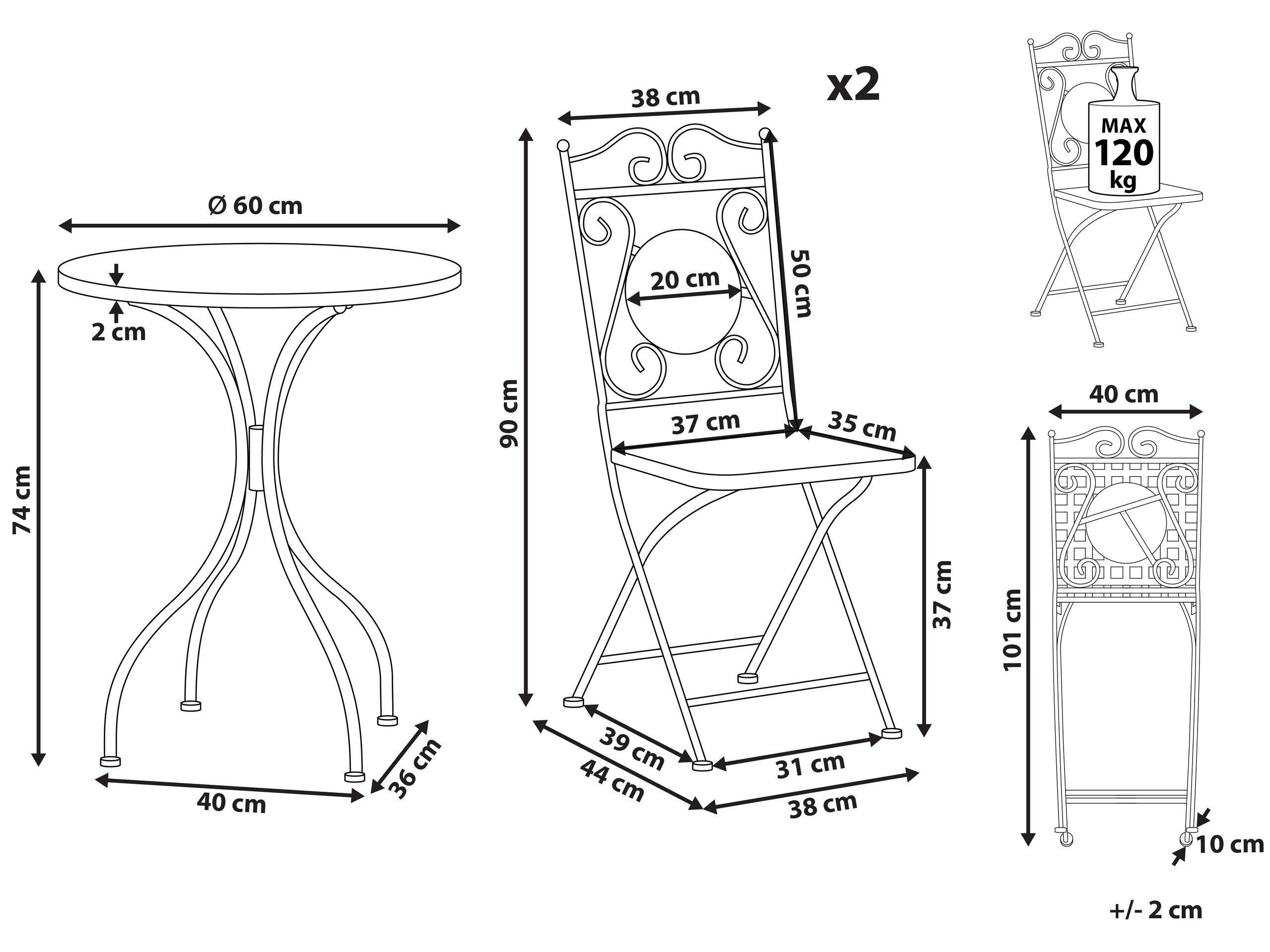 Beliani Bistro Set aus Eisen Retro CARPINO  