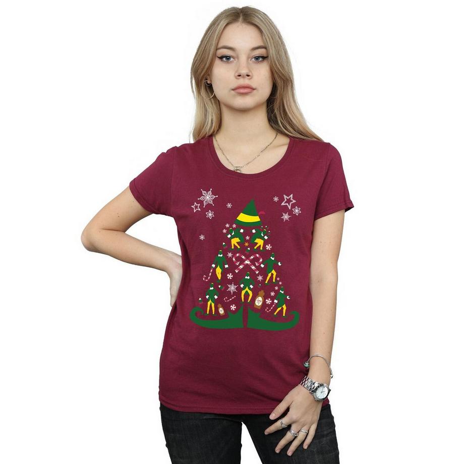 Elf T-Shirt Imprimé Arbre de Noël  