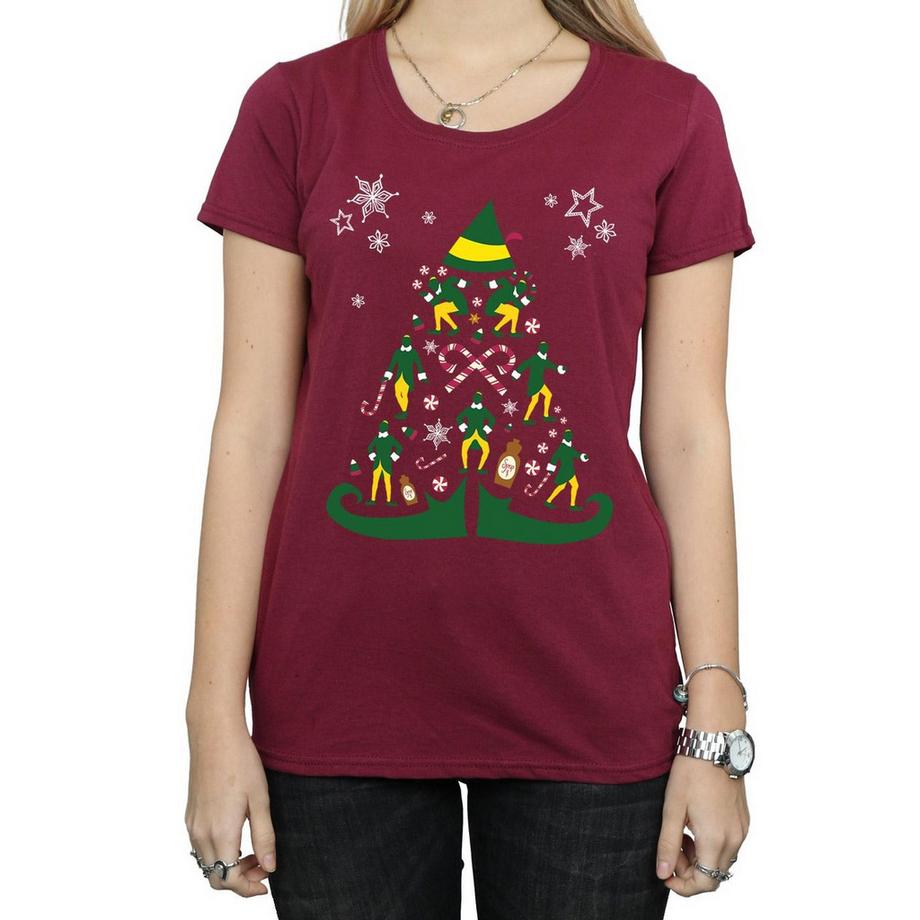 Elf T-Shirt Imprimé Arbre de Noël  