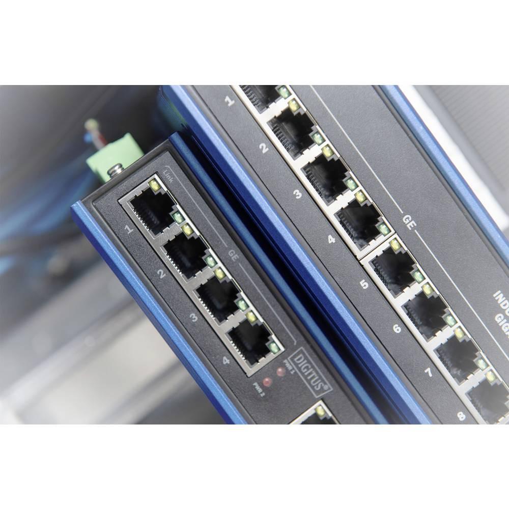 Digitus  Industrial 8-Port Gigabit Switch DIN rail, erweiterter Temperaturbereich 