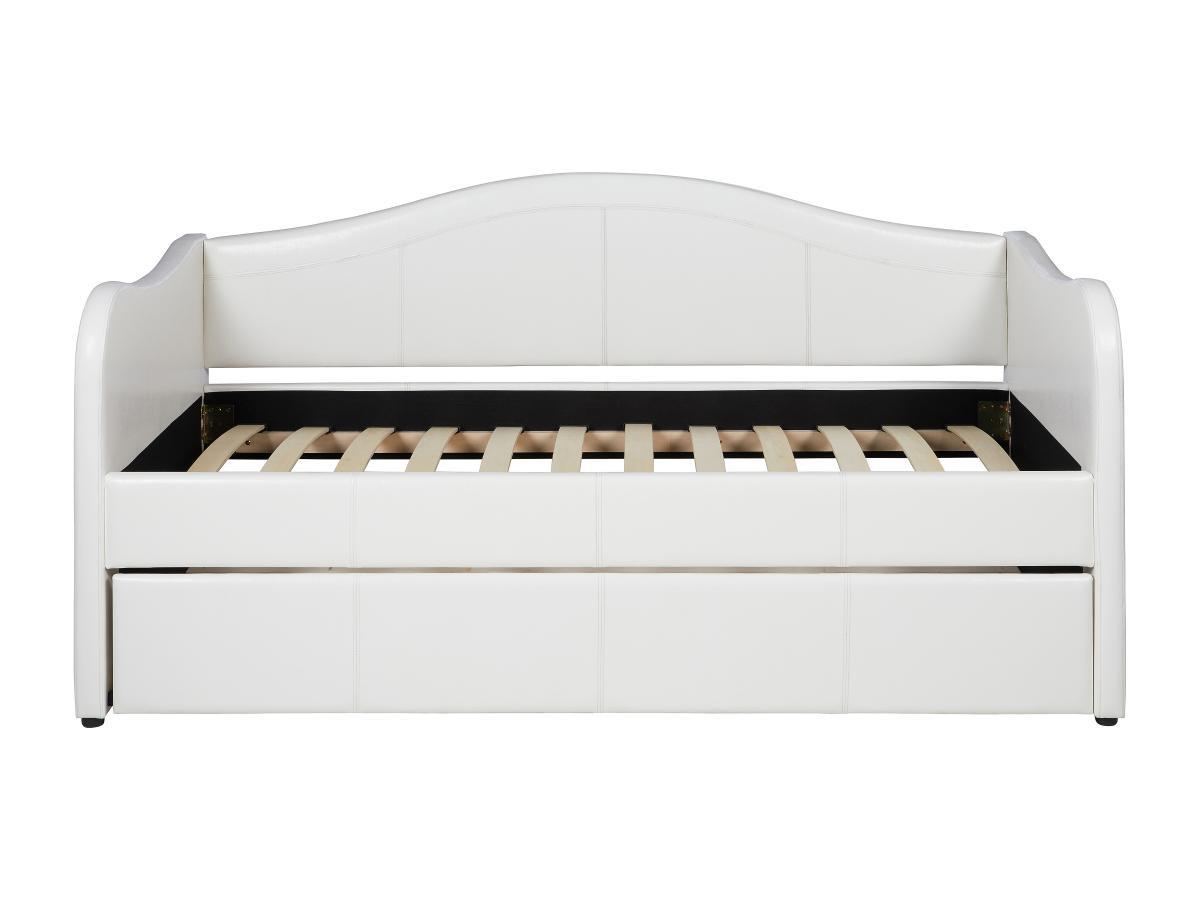 Vente-unique Divano letto con letto estraibile 2 in Similpelle Bianco MATHILDE  