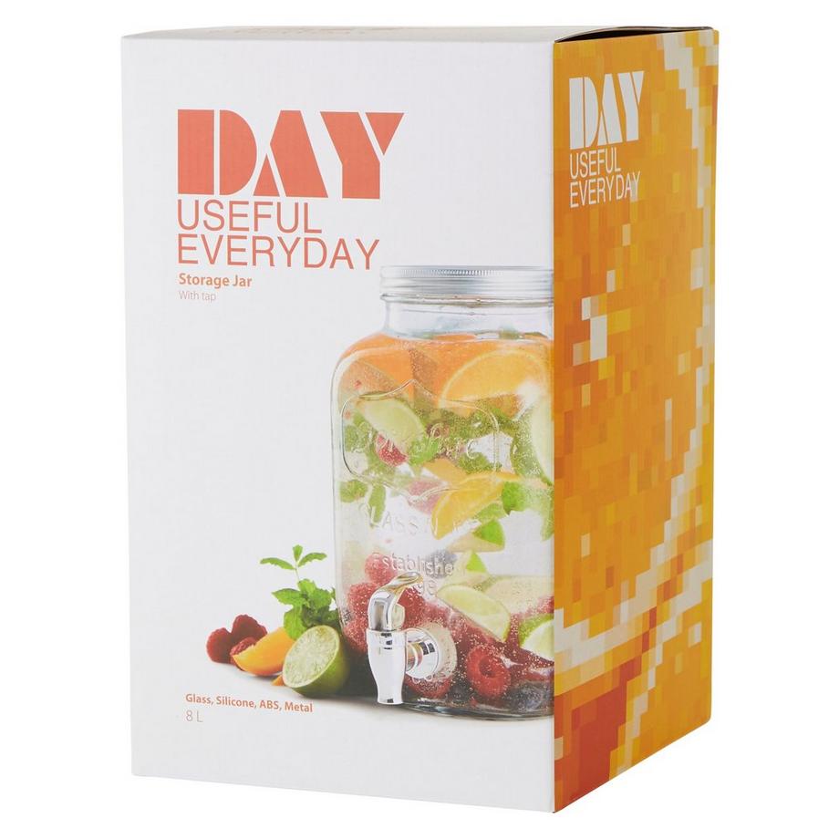 SCHOU  Getränkespender mit Hahn, 8 Liter Glas 