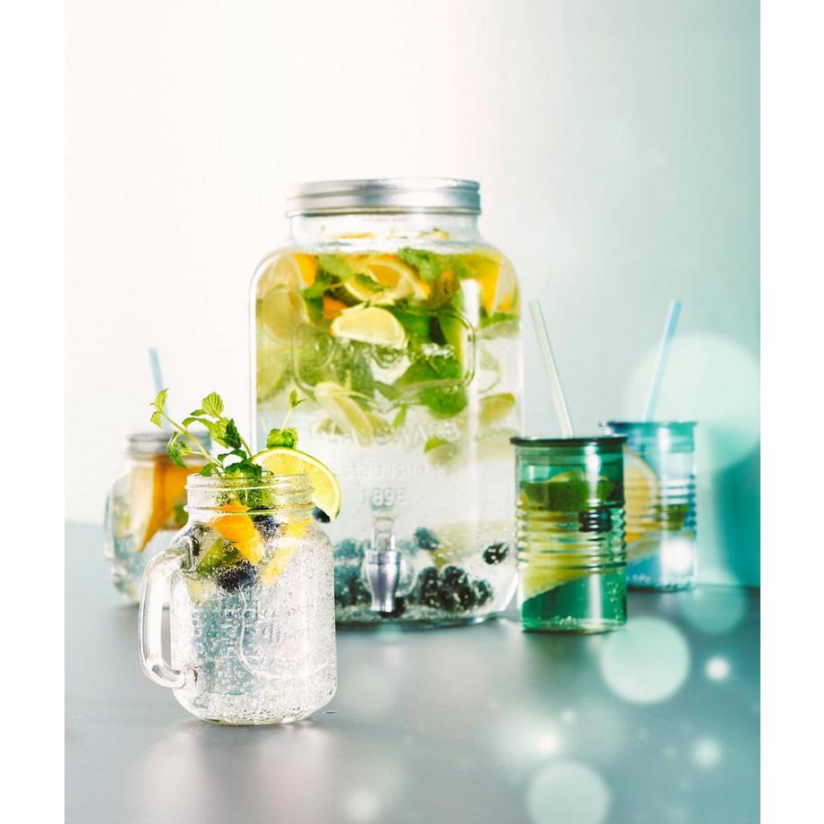 SCHOU  Getränkespender mit Hahn, 8 Liter Glas 