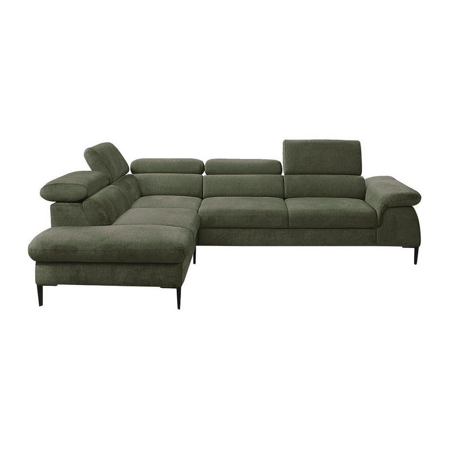 PASCAL MORABITO Grand canapé d'angle gauche convertible en velours vert SEPINA de Pascal Morabito  