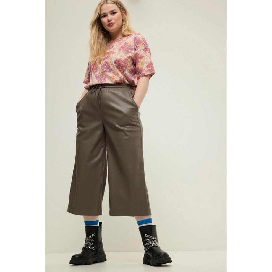 Studio Untold Culottes gamba larga similpelle vita elasticizzata  