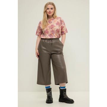 Jupe-culotte large en similicuir, taille élastique