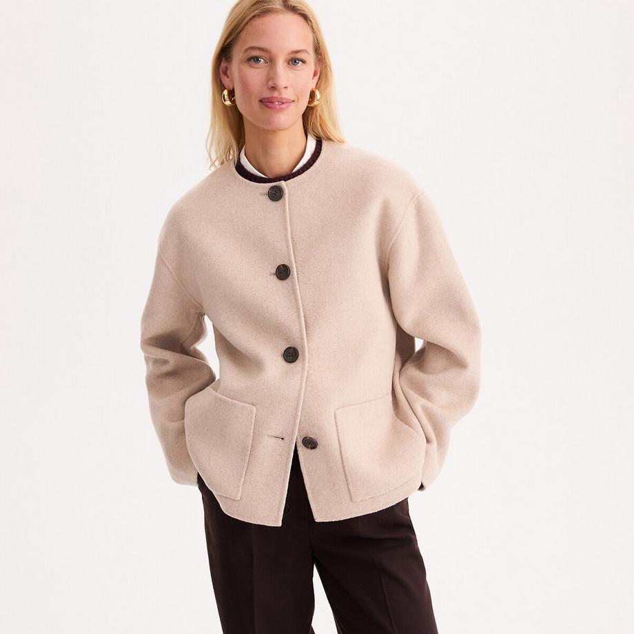 Veste sans manches en drap de laine mélangée coupe ample