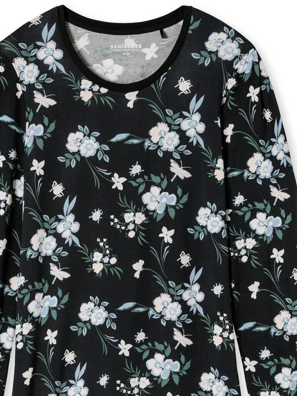 Schiesser Camicia da notte a maniche lunghe con stampa floreale  