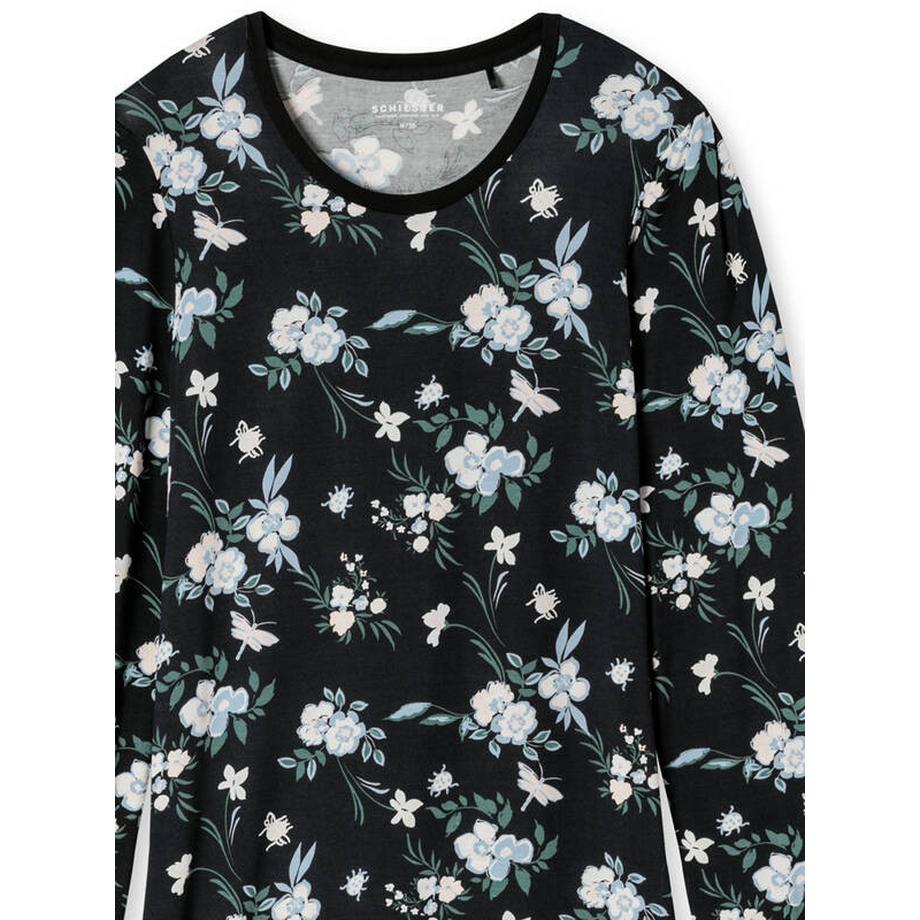 Schiesser Camicia da notte a maniche lunghe con stampa floreale  