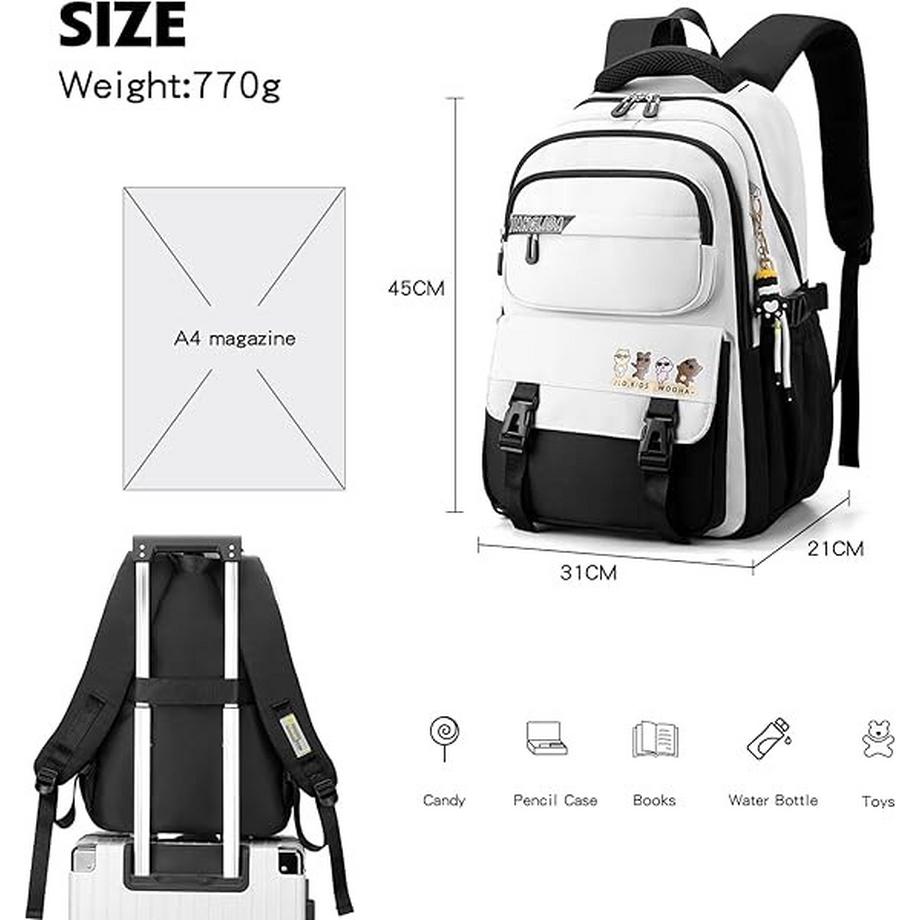 Only-bags.store Zaino scuola adolescente impermeabile con scomparto per laptop  