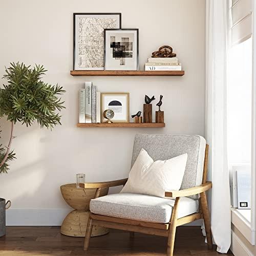 Pricenet Rustikaleses schwebendes Wandregal, 80 cm, trägt 15 kg  
