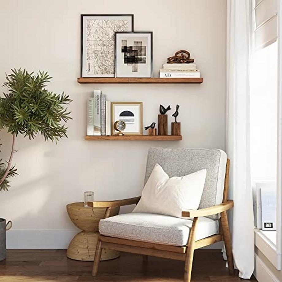 Pricenet Rustikaleses schwebendes Wandregal, 80 cm, trägt 15 kg  