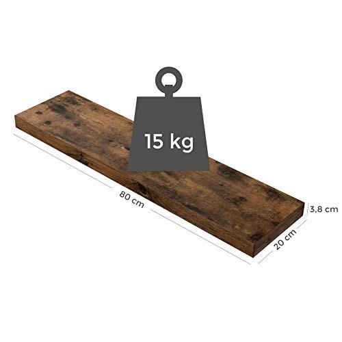 Pricenet Rustikaleses schwebendes Wandregal, 80 cm, trägt 15 kg  