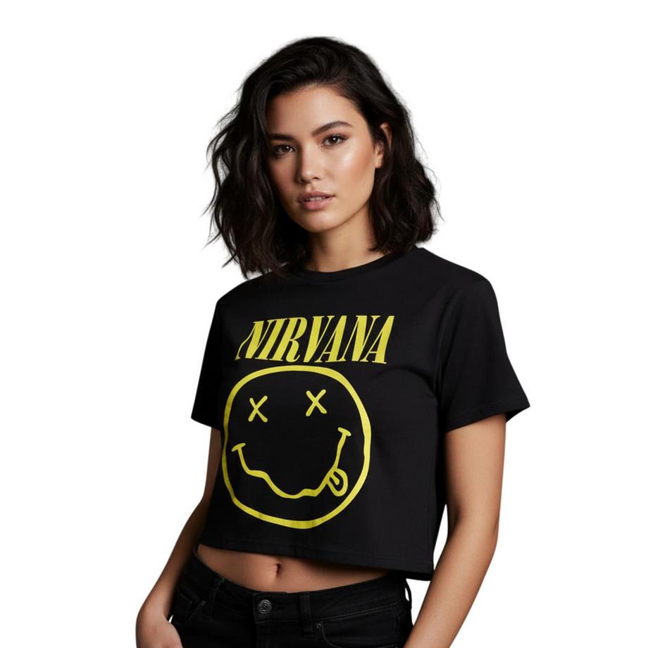 Nirvana T-Shirt Court Motif Visage Souriant  