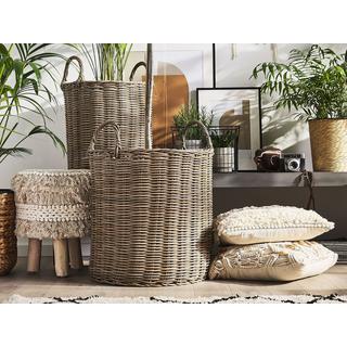 Beliani Lot de 2 pots de fleurs en Polyrotin Boho BITOLA  