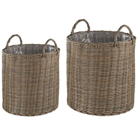 Beliani Lot de 2 pots de fleurs en Polyrotin Boho BITOLA  