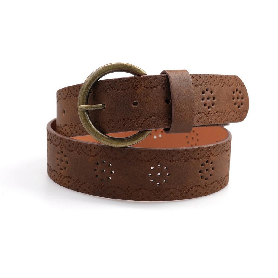 Ceinture designer contemporaine à boucle ronde argentée