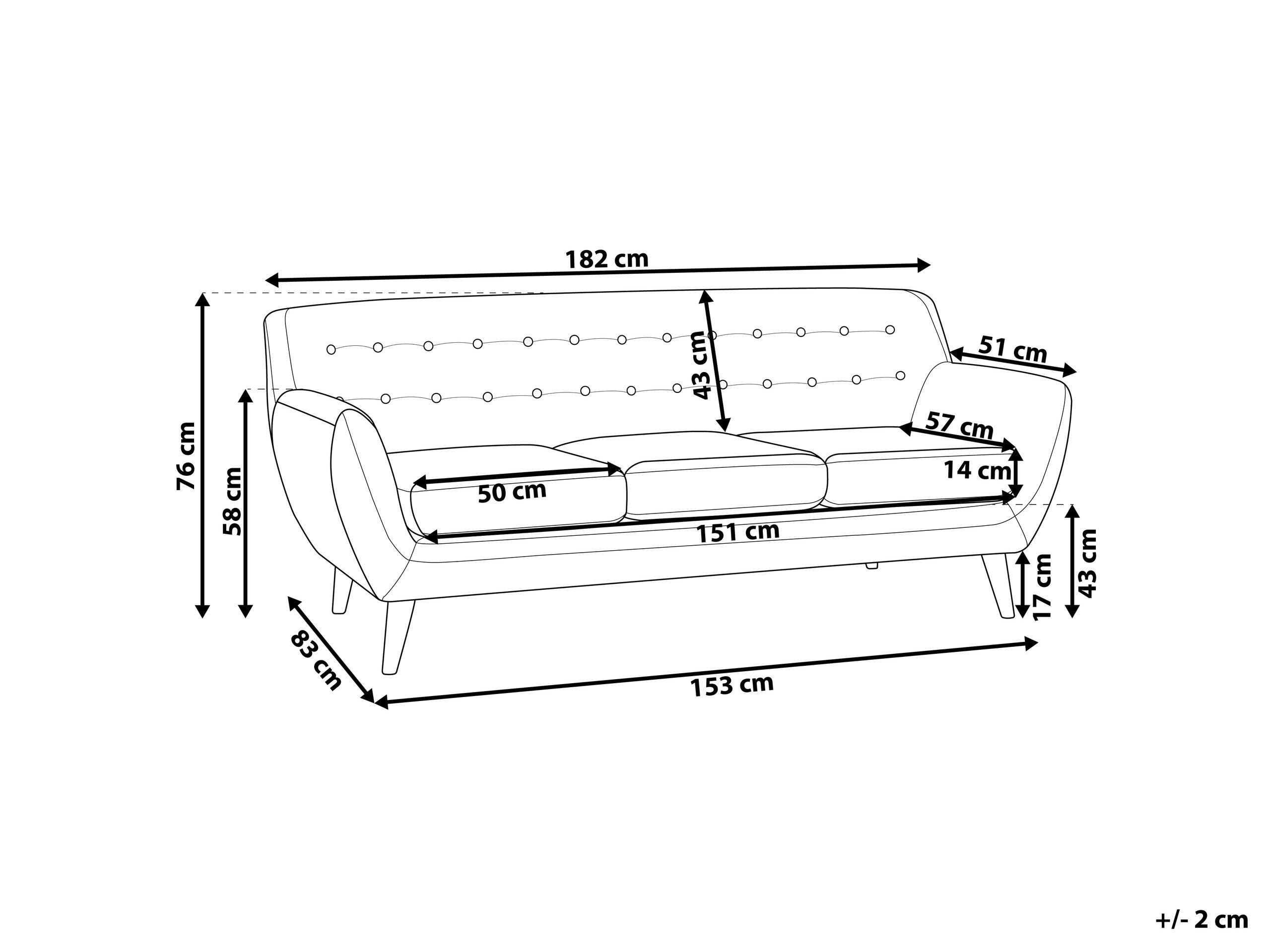 Beliani 3 Sitzer Sofa aus Polyester Retro MOTALA  