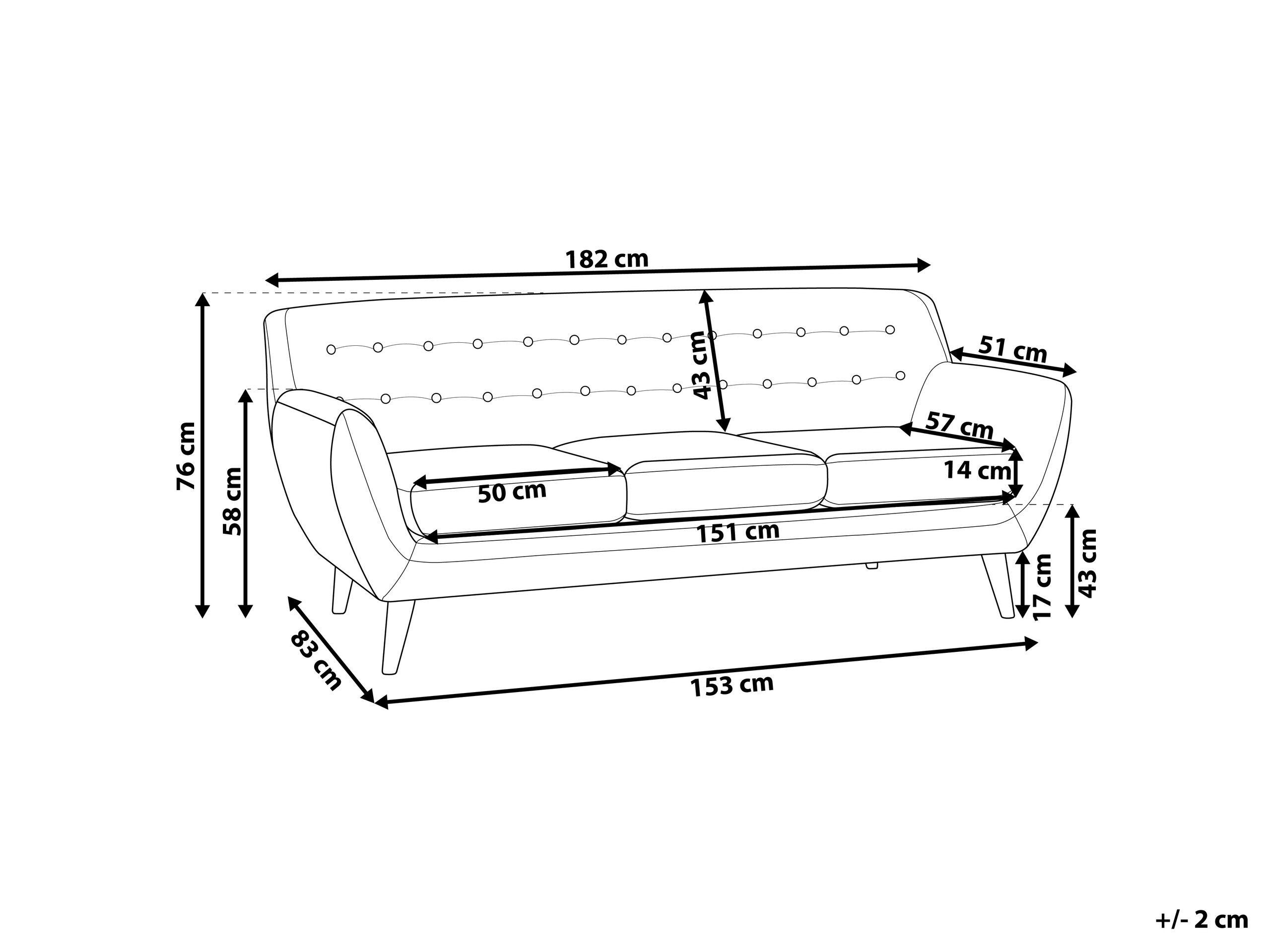 Beliani 3 Sitzer Sofa aus Polyester Retro MOTALA  