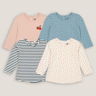 La Redoute Collections  4er-Pack Langarm-Shirts mit rundem Ausschnitt 