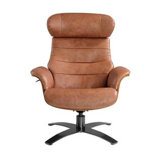 ANGEL CERDA Fauteuil pivotant en cuir de couleur camel  