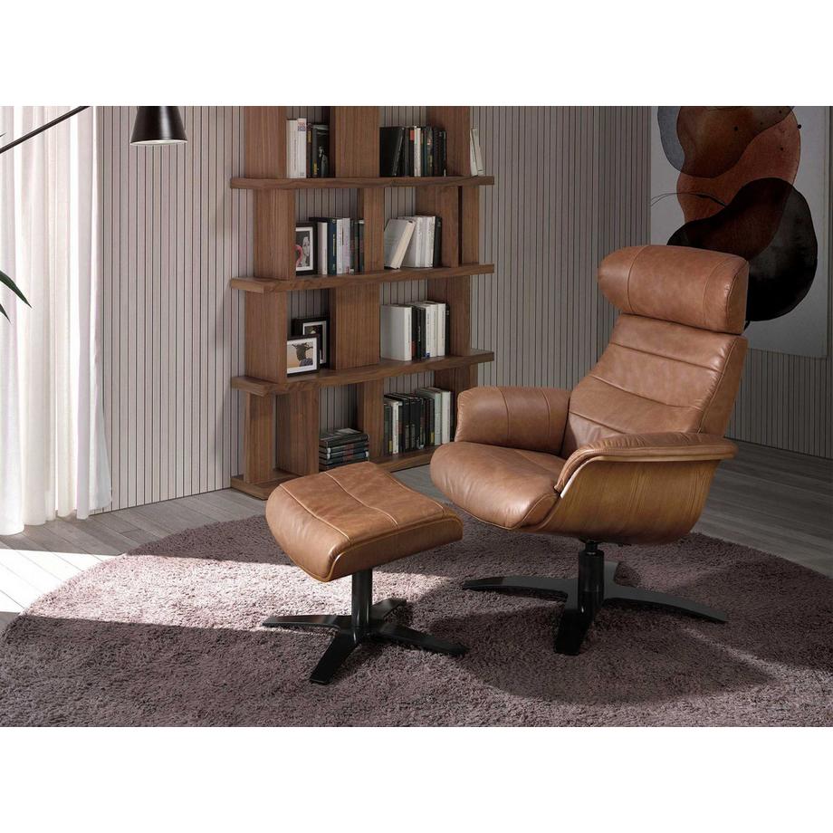 ANGEL CERDA Drehbarer Liegesessel aus braunem Leder  