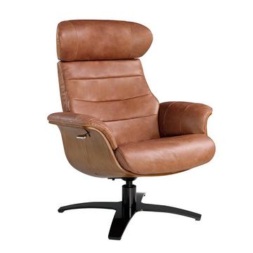 Fauteuil pivotant en cuir de couleur camel