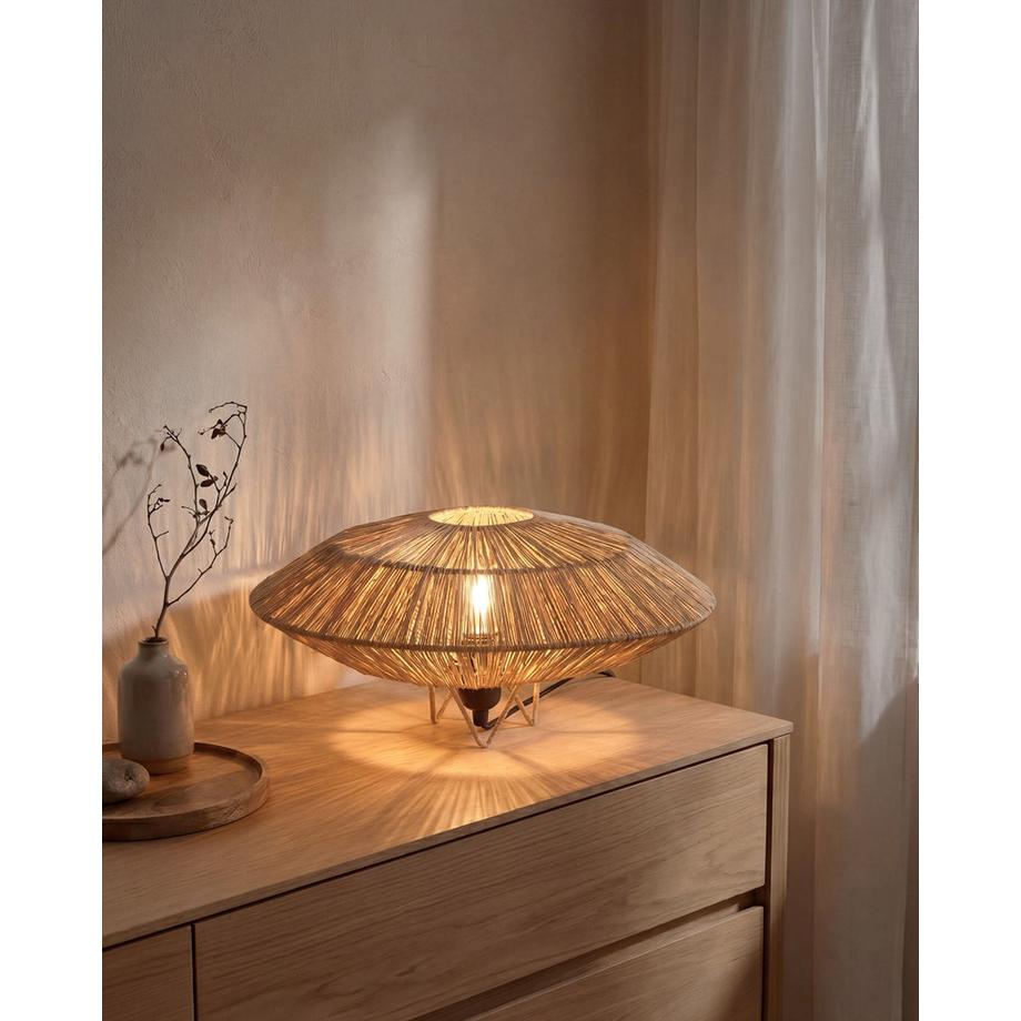 Beliani Lampe à poser en Paille Rétro MENTIRI  