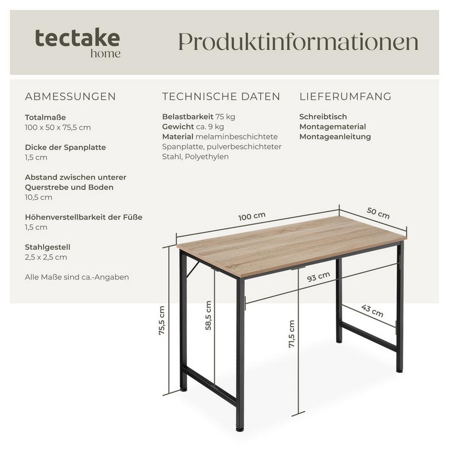Tectake Scrivania Jenkins Stile Industriale  
