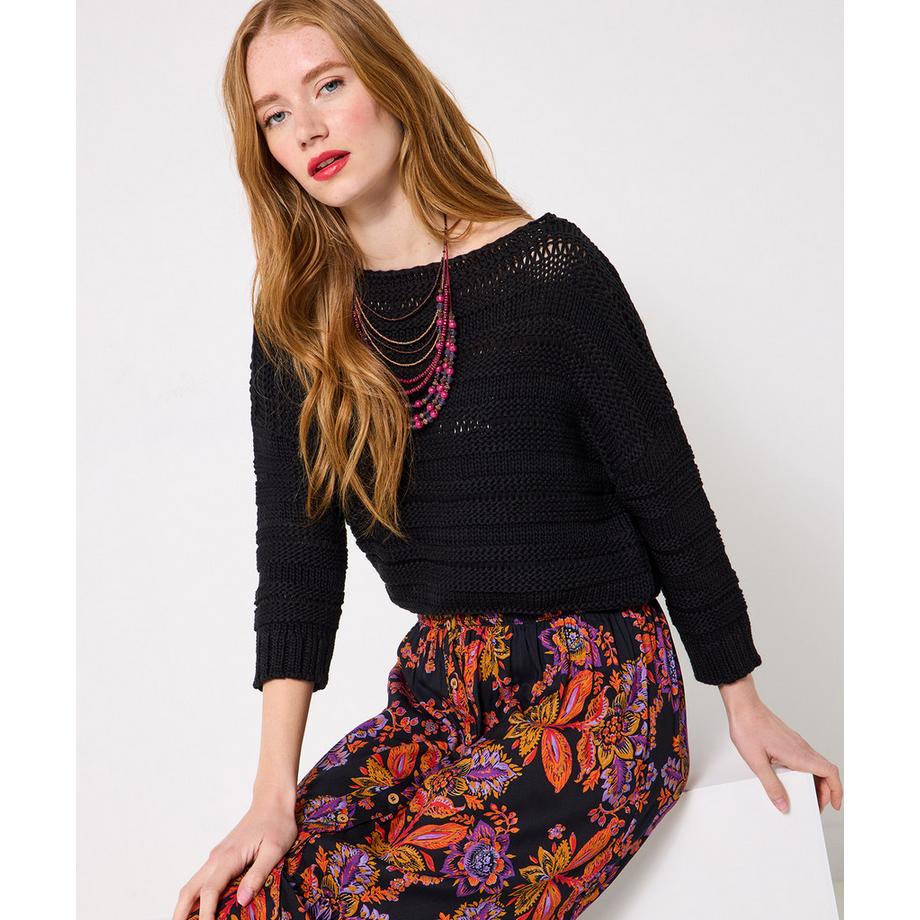 Strickpullover mit U-Boot-Ausschnitt