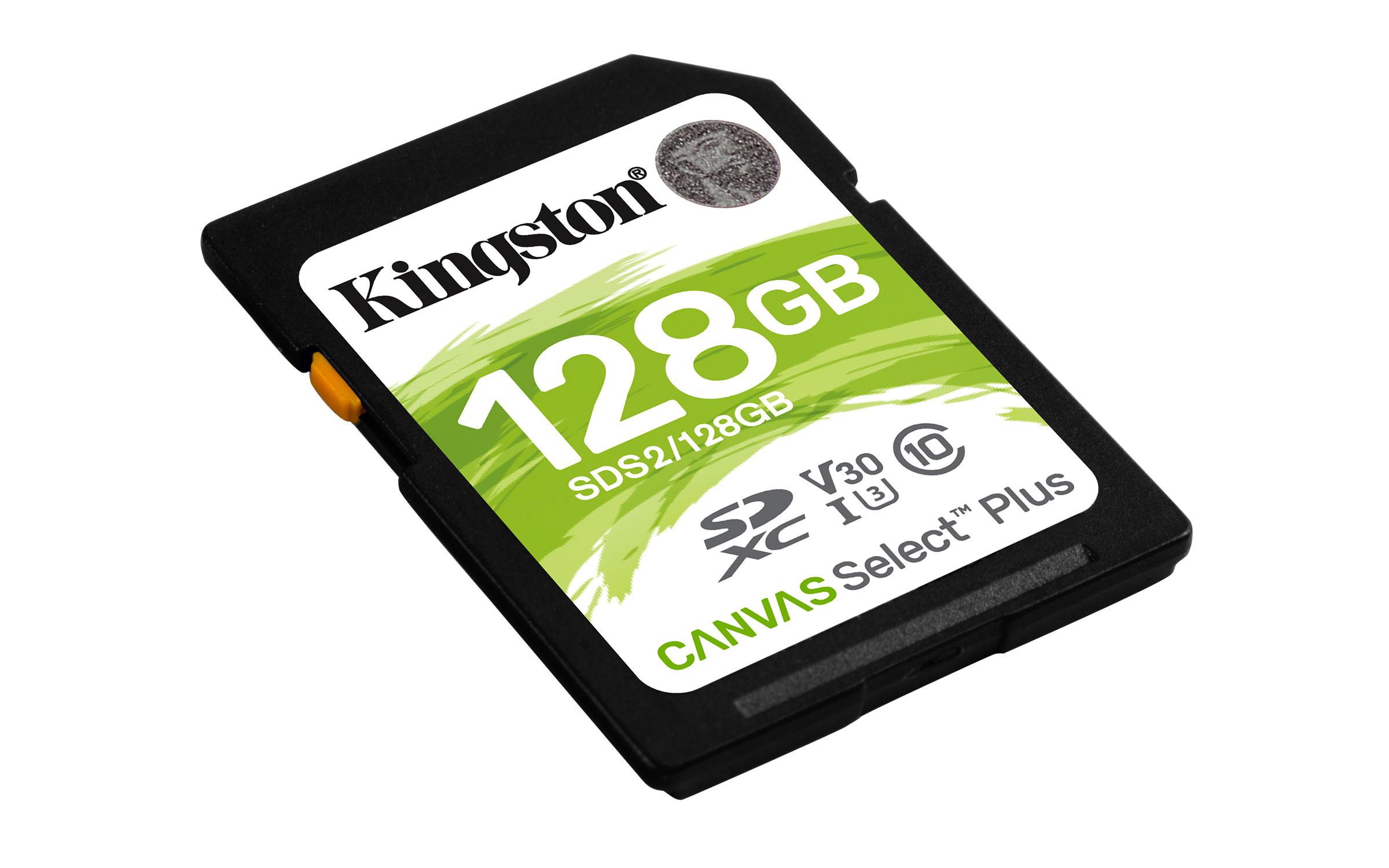 Kingston  Kingston Technology Scheda SDXC Canvas Select Plus 100R C10 UHS-I U3 V30 da 128GB 