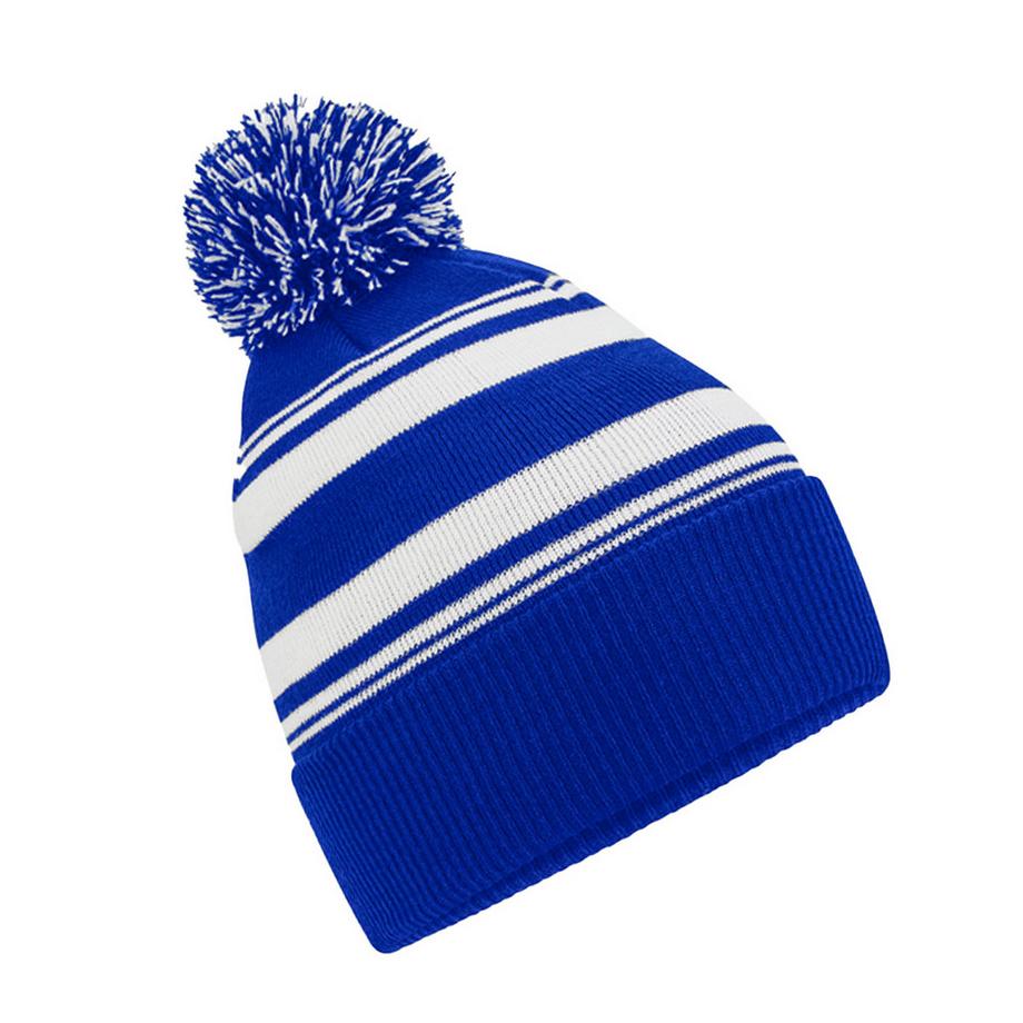 Beechfield Berretto Fan a Strisce con Pom Pom  