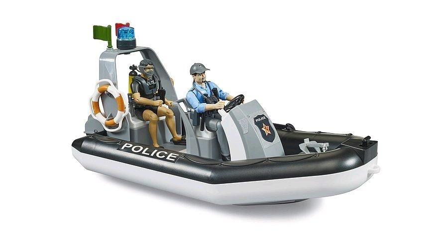 bruder  bworld 62733 - Polizei Schlauchboot mit Polizist, Taucher und Zubehör 