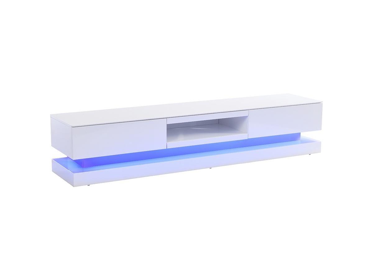 Vente-unique Mobile TV 2 cassetti e 1 nicchia LED MDF laccato bianco FIRMAMENT  