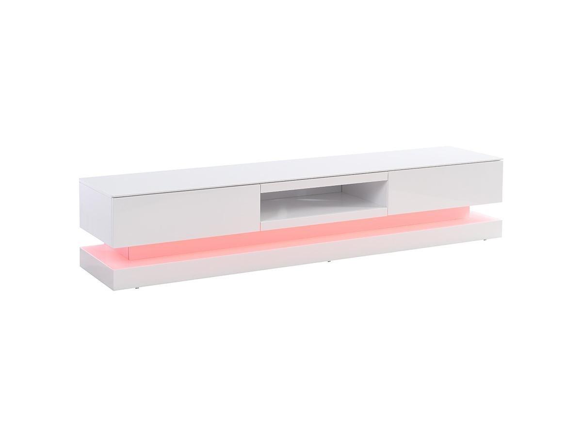 Vente-unique Mobile TV 2 cassetti e 1 nicchia LED MDF laccato bianco FIRMAMENT  