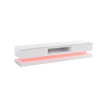 Meuble TV FIRMAMENT MDF laquéLEDs 2 tiroirs 1 niche